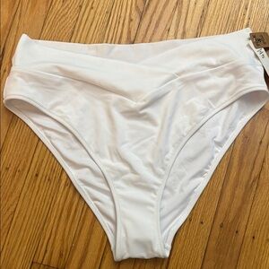 NWT PINK - White High-Waisted Bikini Bottom